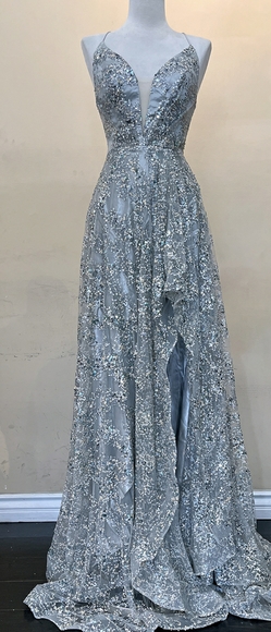 COPY - Silver sequin formal evening homecoming prom party dress - Picture 3 of 6